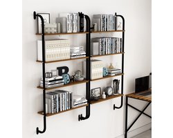 SENSA - Boeken Rek - Kasten - Wandrek - Wandrek industrieel - Kantoorkast - 150x64x20 - Okkernoot