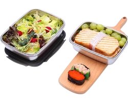 SensaHome Aluminium Set van 2 - Lunchbox - 850 en 550ML - Lekvrij – Milieuvriendelijk Roestvrij Staal – Broodtrommel - Saladebox to go