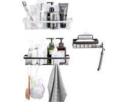SensaHome - Badkamer Opberg Set - Accessoires Organizer - Industriële Stijl - Modern - -delig - WC - RVS - Zwart