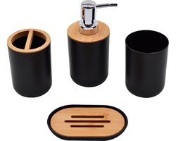 SensaHome - Badkamer Set - Toilet Accessoires - Industriële Stijl - Modern - 5-delig - WC - Zwart