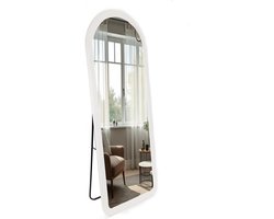 SensaHome Gestoffeerde Staande Spiegel Oval - Passpiegel Suede Velvet - 60x160 - Wit