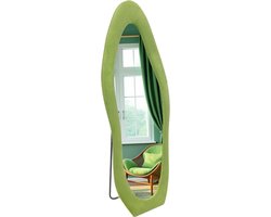SensaHome Gestoffeerde Staande Spiegel Shaped - Passpiegel Suede Velvet - 60x160 - Groen