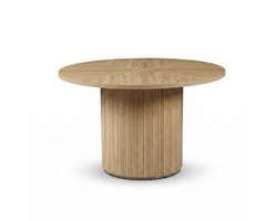 SensaHome Japandi 120cm Ronde Eettafel voor 4 Personen – Keukentafel met Houten Tafelblad – Ø120x75 cm – Eiken