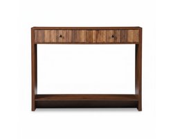 SensaHome Japandi Consoletafel – Sidetable met 2 Lades en Opbergplank – 110x30x80 cm – Walnoot