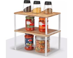 SensaHome Keuken Organizer - Bureau Organizer - Aanrecht Organizer - Keukenrek/Kruidenrek/Badkamer Organizer - Set van 2 - Wit