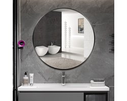 SensaHome - Moderne Design Wandspiegel - Ronde Spiegel - Krasvrij - Zwart - 70 CM