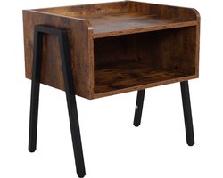 SensaHome - Nordic Antiek Houten Nachtkastje Open Design - Klassiek en Elegant - 46x35x52cm - Bruin