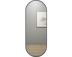 SensaHome Oval Wandspiegel - Minimalistisch Design - Wandmontage Spiegel met Metalen Rand - Modern - Kleedkamer Spiegel - 50x160CM - Zwart