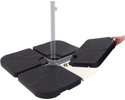 SensaHome - Parasolvoet Vulbaar 4-delig - Parasolstandaard - Parasoltegels - 60L/90KG - 50x50x7cm - Zwart