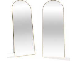 SensaHome Passpiegel - Minimalistische Design Wandspiegel - Staande Spiegel met Metalen Rand - Goud - Modern - Kleedkamer Spiegel - 150x50CM