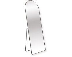 SensaHome Passpiegel - Minimalistische Wandspiegel - Staande Spiegel met Metalen Rand - Bruin - Modern - Hangend Boogspiegel - Arch Spiegel - 160x60CM