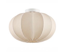 SensaHome Plafondlamp – Ronde Stoffen Lampion – Ø40x18 cm – 1x E27 – Exclusief Lichtbron – Beige