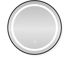 SensaHome Ronde LED Badkamerspiegel – Dimbaar Wandspiegel met Verlichting – Metalen Frame – 2700K/4500K/6400K – 70 cm – Zwart