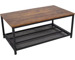 SensaHome - Salontafel Rechthoek - Antieke Houten Theetafel - 106x60x45cm - 13.5 kg - Houten bruin