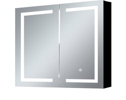 SensaHome Spiegelkast met LED-verlichting - Badkamerkast - 3 kleuren LED - 60x65cm