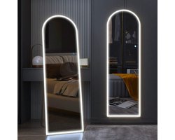 Sensahome Staande Spiegel Oval - Met Led Verlichting - Hangend - Frameloos -Passpiegel - Spiegel Zonder Lijst - Dimbaar - 50x160cm