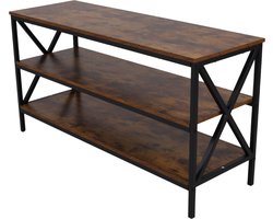 SensaHome TV Meubel Vintage - Industriele Houten TV Kast met Stalen Frame - 3 Laags met Opbergplanken - 120x40x62,5cm - Bruin