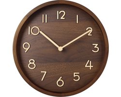 SensaHome Wandklok Helsinki - Moderne Ronde Klok met Cijfers - Houten Nordic Stijl - Ø30cm - Bruin