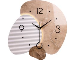SensaHome Wandklok Madrid - Luxe Japandi Design - Organische Vorm - Grote Marmerlook Design - Ø50cm - Beige