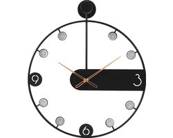 SensaHome Wandklok Manila - Luxe Industriële Klok van Metaal - Grote Maat - Ø50cm - Zwart