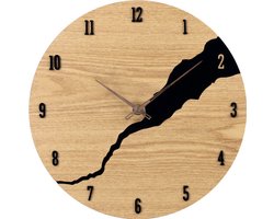 SensaHome Wandklok Marrakech - Moderne Ronde Klok met Cijfers - Scandinavisch Design met Hout - Ø30cm - Beige