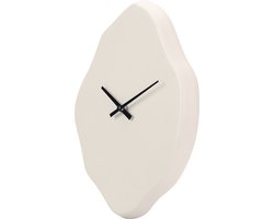 SensaHome Wandklok Osaka - Japandi Stijl Minimalistische Klok - Organische Assymetrische Vorm - Betonlook - Ø30cm - Wit