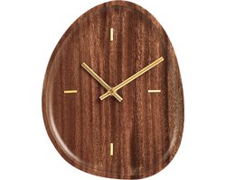 SensaHome Wandklok Prague - Japandi Stijl Design Klok - Assymetrische Organische vorm van Hout - Ø21cm - Bruin