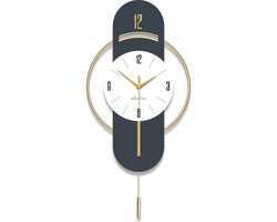 SensaHome Wandklok Valencia - Luxe Moderne Pendel Slingeruurwerk - Grote Klok - Ø84cm - Donker Blauw