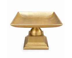SENSE, Aluminium Schaal op Voet – Decoratieve Vierkante Schaal – Goud – Modern Landelijk & Hotel Chique