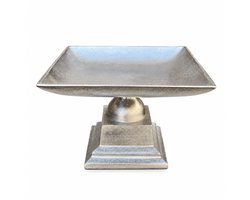 SENSE, Aluminium Schaal op Voet – Decoratieve Vierkante Schaal – Nikkel – Modern Landelijk & Hotel Chique