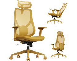 SENSE7 MOYO Bureaustoel, Verstelbare hoogte, Gamingstoel, 3D-armsteunen, Verstelbare hoofdsteun, Ergonomische Kantelbare Rugleuning, Geel