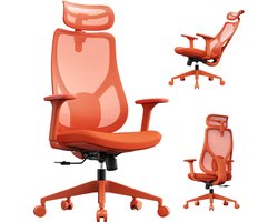 SENSE7 MOYO - Bureaustoel - Verstelbare hoogte - Gamingstoel - 3D-armsteunen - Verstelbare hoofdsteun - Ergonomische Kantelbare Rugleuning - Oranje