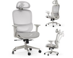 SENSE7 Neyo - Bureaustoel - Draaistoel - Verstelbare Hoofdsteun - 3D-Verstelbare Armleuningen - Ergonomische Bureaustoel - in Hoogte Verstelbaar - Grijze