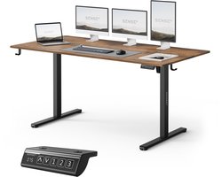 SENSE7 NOJO LIGHT - Elektrisch Verstelbaar Bureau - 160x80 cm - Geheugenfunctie - Zit Sta Bureau - Computertafel - Donkerbruin