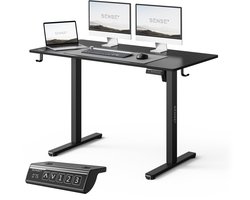 SENSE7 NOJO LIGHT Zit Sta Bureau 120 cm x 60 cm, Elektrisch bureau, Elektrische Hoogteverstelling, Hoogte 72-118 cm, Intelligent Bedieningspaneel, Zwart