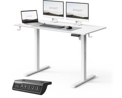 SENSE7 NOJO LIGHT - Zit Sta Bureau - 120 cm x 60 cm - Elektrisch bureau - Verstelbare bureau - Elektrische Hoogteverstelling - Hoogte 72-118 cm - Intelligent Bedieningspaneel - Wit