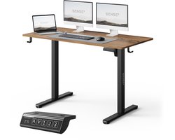 SENSE7 NOJO LIGHT - Zit Sta Bureau - 120 cm x 60 cm - Elektrisch bureau - Verstelbare bureau - Elektrische Hoogteverstelling - Hoogte 72-118 cm - Intelligent Bedieningspaneel - Donkerbruin