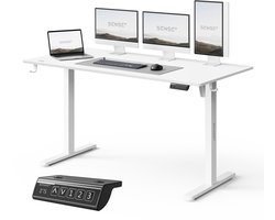 SENSE7 NOJO LIGHT Zit Sta Bureau 140 cm x 70 cm, Elektrisch bureau, Elektrische Hoogteverstelling, Hoogte 72-118 cm, Intelligent Bedieningspaneel, Wit