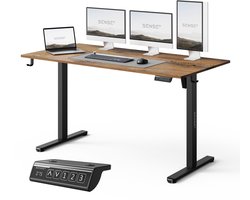 SENSE7 NOJO LIGHT - Zit Sta Bureau - 140 x 70 cm - Elektrisch bureau - Verstelbare - Hoogte 72-118 cm - Donkerbruin