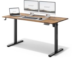 SENSE7 NOJO Zit Sta Bureau Elektrisch Verstelbaar 140 x 70 cm Computerbureau Gamingbureau Elektrische Hoogteverstelling Geheugenfunctie Hoofdtelefoonhouder Kabelopbergsysteem zwart / donkerbruin