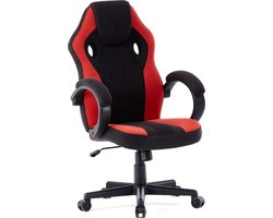 SENSE7 Prism Ergonomische bureaustoel, Gamingstoel, Zitting en rugleuning van flexibel, ademend HR-schuim, In hoogte verstelbaar, Ademend materiaal, Duurzaam en comfortabel, Max. belasting 120 kg, tot 180 cm lang, zwart en rood
