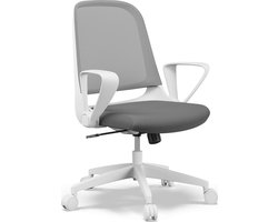 SENSE7 SOPTY - Ergonomische Bureaustoel - Belastbaar tot 120 kg - Verstelbare Lendensteun - Computerstoel - Directiestoel - Max. 180 cm - Wit en grijs