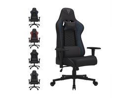 SENSE7 Spellcaster Ergonomische bureaustoel, Gamingstoel, nek- en lendenkussen, In hoogte verstelbaar, Ademend materiaal, Duurzaam en comfortabel, Maximale belasting 150 kg, tot 185 cm lang, zwart en blauw