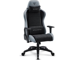 SENSE7 Spellcaster FUKU XL PU Ergonomische bureaustoel, Gamingstoel, nek- en lendenkussen, In hoogte verstelbaar, Stof + eco-leer, Duurzaam en comfortabel, Maximale belasting 160 kg, Ruim 180 cm lang, Kleur zwart en grijs