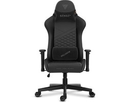 SENSE7 Spellcaster Senshi - Ergonomische Bureaustoel - Gamingstoel - nek- en lendenkussen - In hoogte verstelbaar - Eco-leer - Duurzaam en comfortabel - Maximale belasting 150 kg - tot 185 cm lang - Zwart