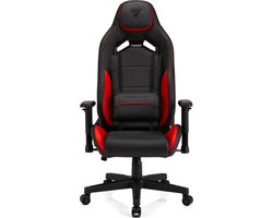 SENSE7 Vanguard Ergonomische bureaustoel, Gamingstoel, Lendenkussen, In hoogte verstelbaar, Eco-leer, Duurzaam en comfortabel, max. belasting 150 kg, tot 190 cm lang, zwart en rood