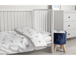 Sensillo 2 delige beddengoed set - ledikant deken - Dekbedovertrek + Kussensloop - 100x135cm + 40x60cm Paardenbloem White