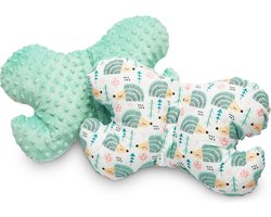 Sensillo Baby Vlinderkussen Tweezijdig Babykussentje - baby kussen - Mint Velvet Egeltjes - Minky