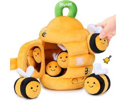 Sensorisch Bijenkorf Speelgoed met 5 Bijtjes - Rammelaar, Knisperpapier & Spiegel voor Baby's 6-12 Maanden
