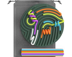 Sensorisch Fidget Bord - Silicone Therapie Tool - Voor ADHD/Autisme - Met 10 Trekkoorden & Opbergtas